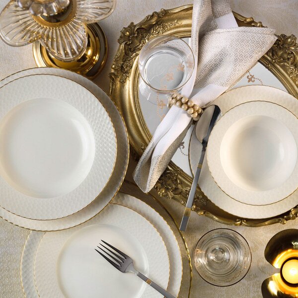 ASIR Porcelánová jídelní souprava 24 ks RICE GOLD bílá zlatá