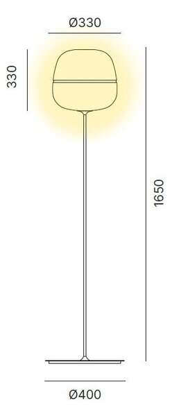Quadrifoglio Group Afra, černá stojací lampa z opálového matného skla, 1xE27, výška 165cm