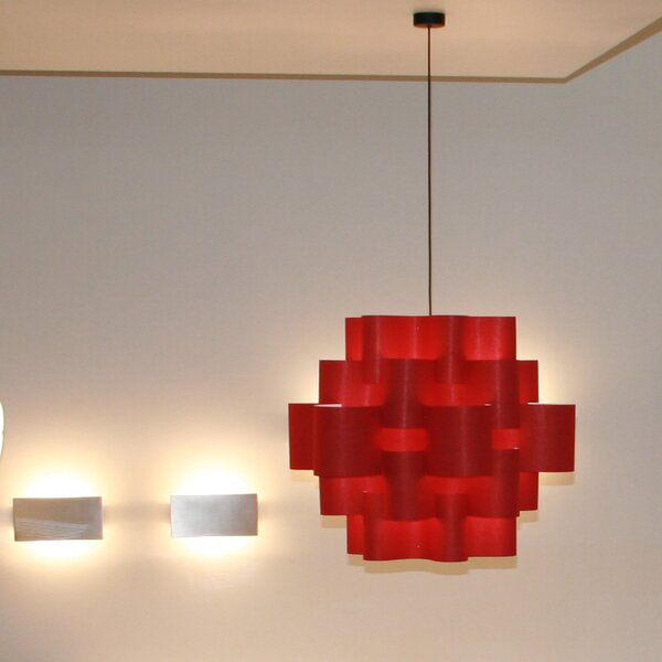 Quadrifoglio Group Sun, designové svítidlo z červeného textilu, 1x16W LED E27, průměr 50cm