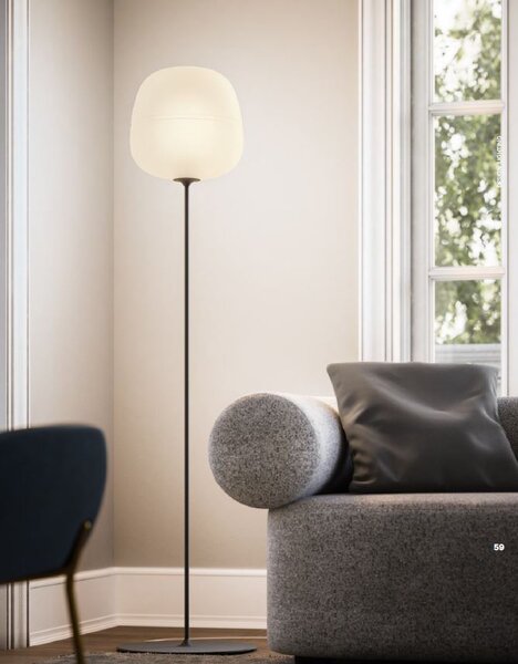 Quadrifoglio Group Afra, černá stojací lampa z opálového matného skla, 1xE27, výška 165cm