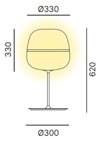 Quadrifoglio Group Afra, černá stolní lampa z opálového matného skla, 1xE27, výška 62cm