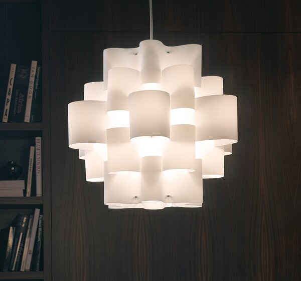 Quadrifoglio Group Sun, designové svítidlo z bílého textilu, 1x16W LED E27, průměr 50cm