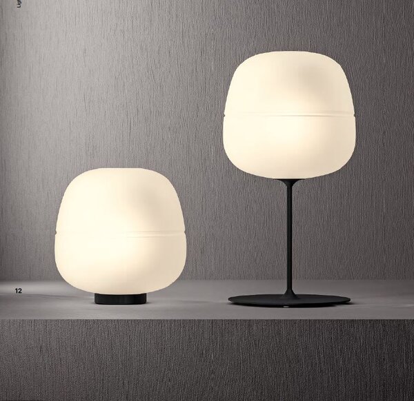 Quadrifoglio Group Afra, černá stolní lampa z opálového matného skla, 1xE27, výška 62cm