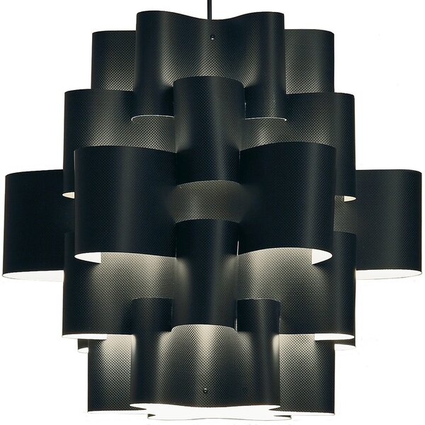 Quadrifoglio Group Sun, designové svítidlo z černého textilu, 3x10W LED E27, průměr 75cm