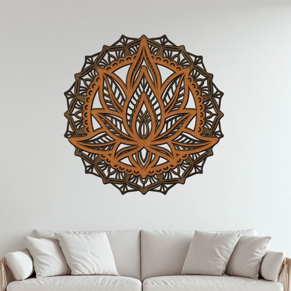 Dřevěná vrstvená mandala KVĚT VĚČNOSTI | Rozměry (cm): 60x60 | Zvolte barvu dekoru: Dub zlatý-Ořech-Wenge