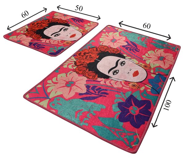 ASIR Koupelnová předložka FRIDA růžová Frida Kahlo 2 ks