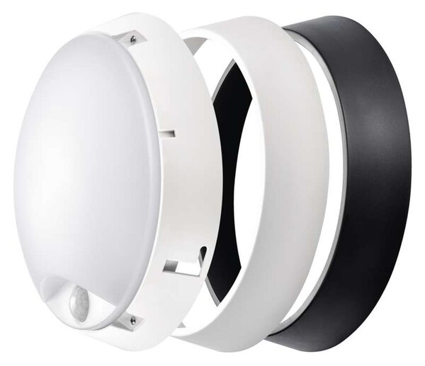 EMOS Bílé/černé LED stropní/nástěnné svítidlo s pohybovým čidlem Zuri 14W IP54 Barva světla: Teplá bílá ZM3131