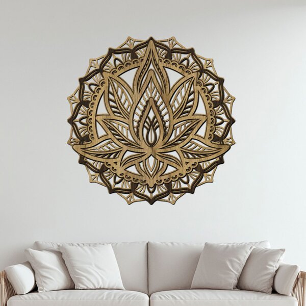 Dřevěná vrstvená mandala KVĚT VĚČNOSTI | Rozměry (cm): 60x60 | Zvolte barvu dekoru: Dub zlatý-Ořech-Wenge