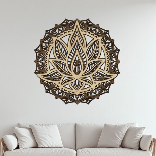Dřevěná vrstvená mandala KVĚT VĚČNOSTI | Rozměry (cm): 60x60 | Zvolte barvu dekoru: Dub zlatý-Ořech-Wenge