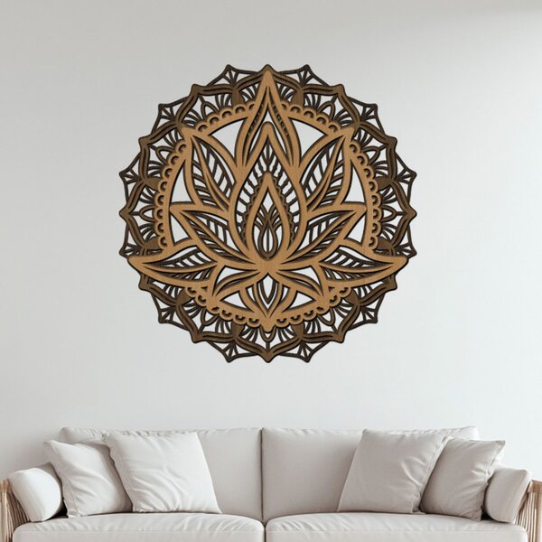 Dřevěná vrstvená mandala KVĚT VĚČNOSTI | Rozměry (cm): 60x60 | Zvolte barvu dekoru: Dub zlatý-Ořech-Wenge