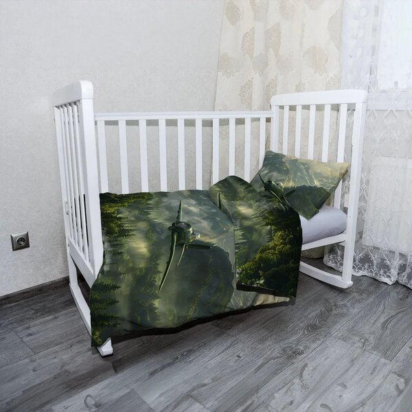 Sablio Mikroplyšové dětské povlečení do postýlky Bojové letadlo v horách - 120x90 / 40x60