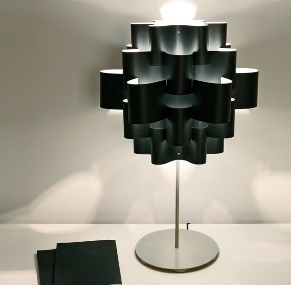 Quadrifoglio Group Sun, designová stolní lampička z černého textilu, 1x16W LED E27, výška 71cm