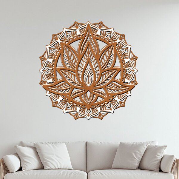Dřevěná vrstvená mandala KVĚT VĚČNOSTI | Rozměry (cm): 60x60 | Zvolte barvu dekoru: Dub zlatý-Ořech-Wenge