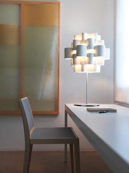 Quadrifoglio Group Sun, designová stolní lampička z bílého textilu, 1x16W LED E27, výška 71cm