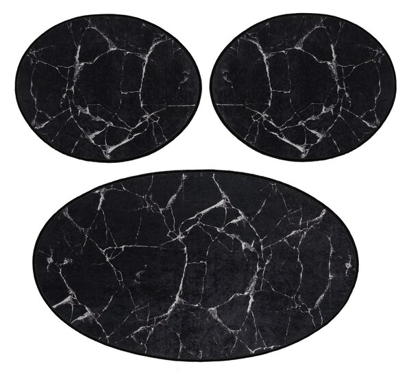 ASIR Koupelnová předložka MARBLE černábílá 3 ks