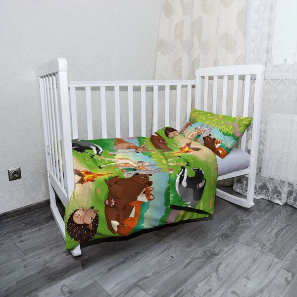 Sablio Mikroplyšové dětské povlečení do postýlky Lesní zvířátka 2 - 100x135 / 40x60