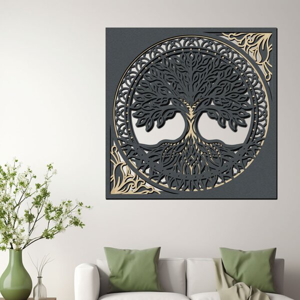 Dřevěný strom ZÁZRAKŮ | Rozměry (cm): 40x40 | Zvolte barvu dekoru: Dub sunoma-Ořech-Wenge