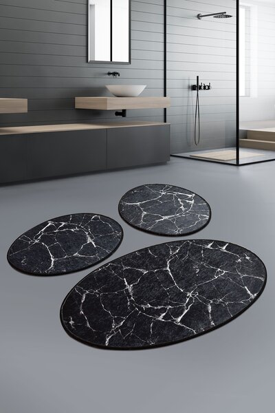 ASIR Koupelnová předložka MARBLE černábílá 3 ks