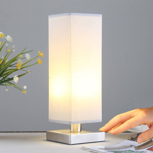 Lindby Julina - textilní noční lampa ve světle šedé, Hliník / šedá / zinek, Ložnice, Textil / tkanina / hedvábí, Moderní