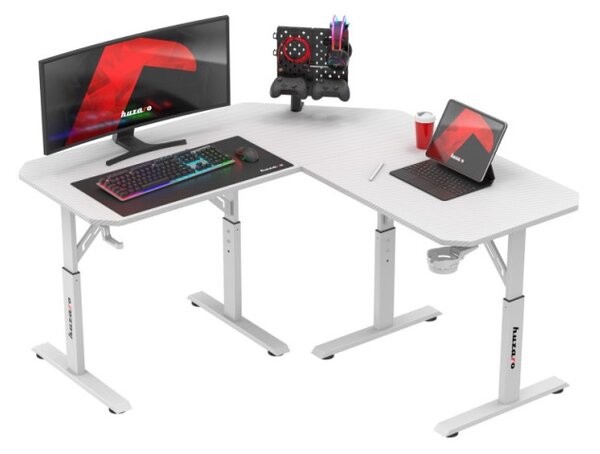 Herní rohový stůl Hero 7.3 bílý