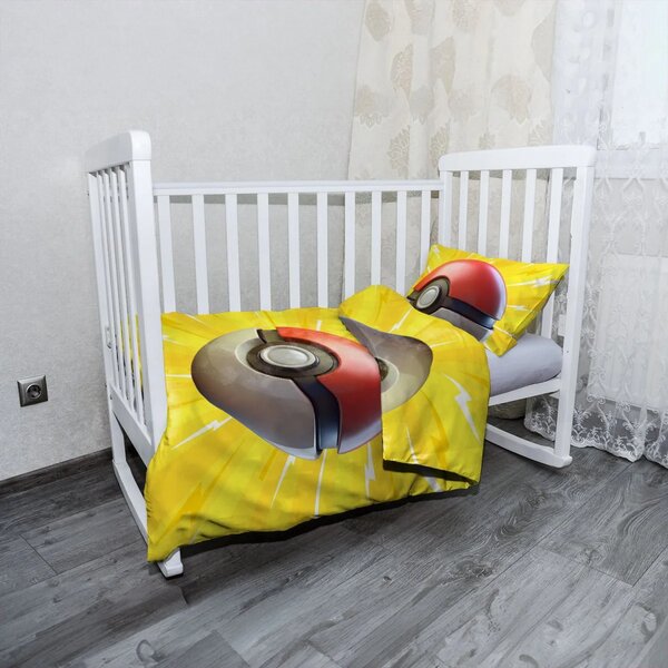 Sablio Mikroplyšové dětské povlečení do postýlky Pokemon ball Exploze - 120x90 / 40x60