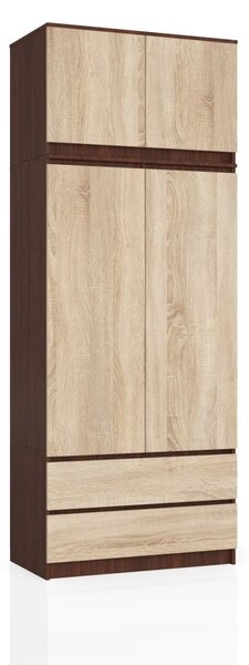 Šatní skříň s nástavcem 90 cm LOTA - wenge / dub sonoma