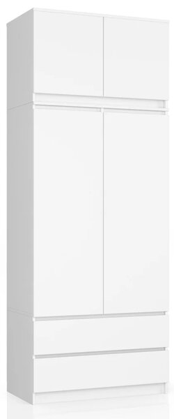 Šatní skříň s nástavcem 90 cm LOTA - bílá