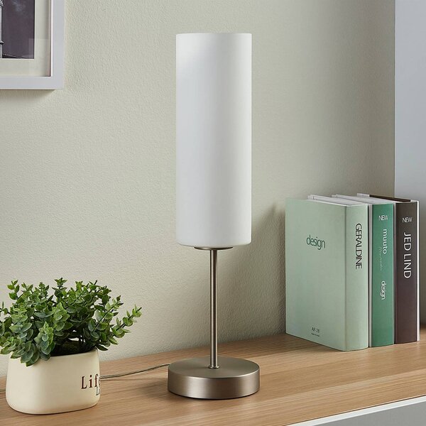 Lindby Stolní lampa Felice, válec, Bílá / opál, Obývací pokoj / jídelna, Sklo, Moderní