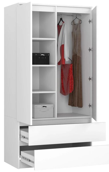 Šatní skříň se šuplíky 90 cm LOTA - bílá