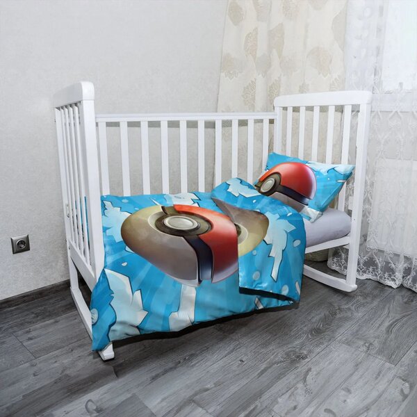 Sablio Mikroplyšové dětské povlečení do postýlky Pokemon ball Obloha - 120x90 / 40x60