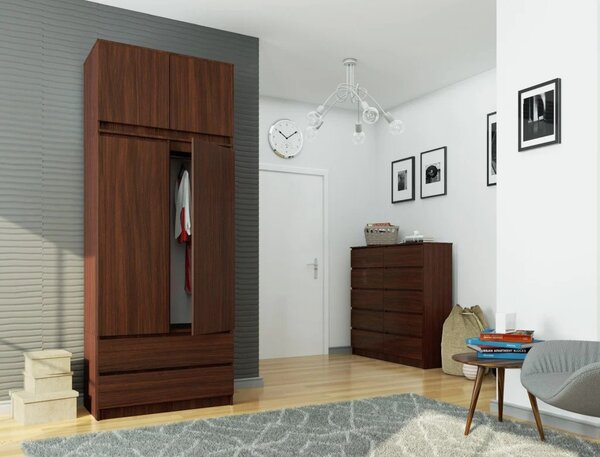 Šatní skříň s nástavcem 90 cm LOTA - wenge