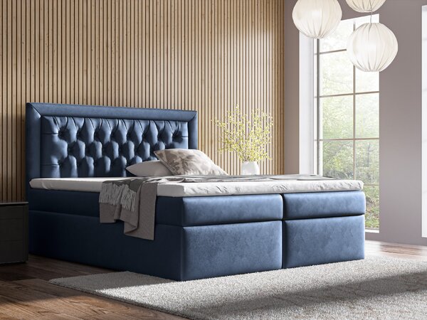 Eka Kontinentální čalouněná postel Mona - Kronos (90x200 cm) Barva látky Kronos: Modrá (08)