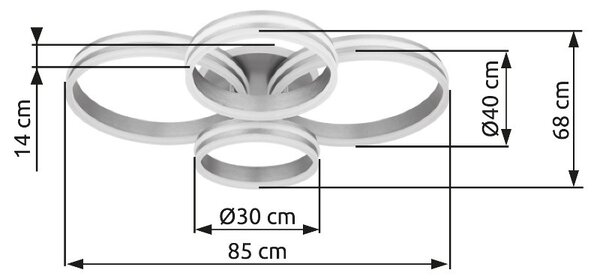 Globo GLB67260-90 LED přisazené stropní svítidlo RUBIO | 90W integrovaný LED zdroj | 4200lm | 2700-6500K