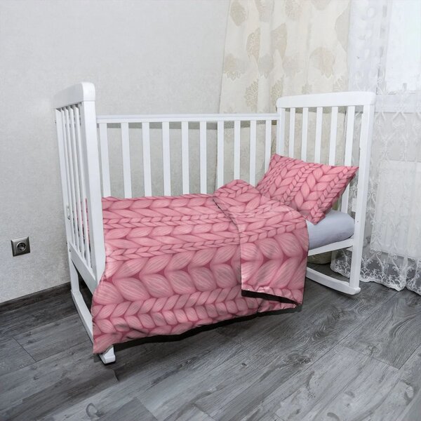 Sablio Mikroplyšové dětské povlečení do postýlky Růžové pletení - 130x90 / 40x60
