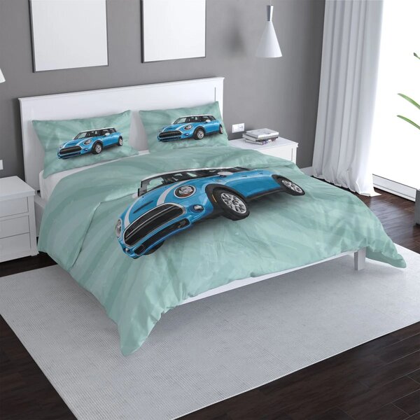 Sablio Povlečení Mini sedan Zelené pozadí - 140x200 / 90x70