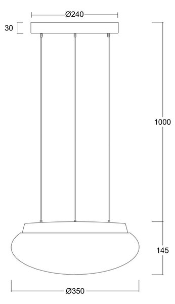 Osmont ARA67422 Arakis 2 LE, stříbrné závěsné svítidlo z triplexového skla, 19W LED 3000K, prům. 35cm