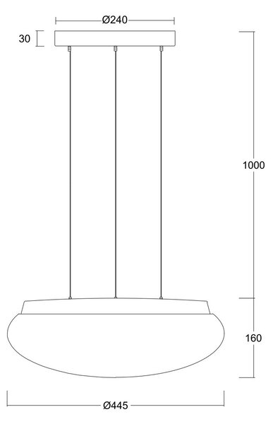 Osmont ARA67490 Arakis 3 LE, stříbrné závěsné svítidlo z triplexového skla, 27W LED 3000K, prům. 44,5cm