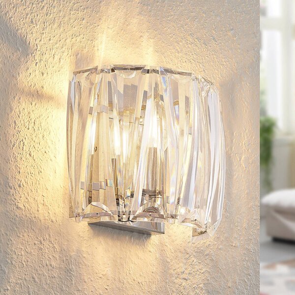 Lindby Nástěnné svítidlo Sofia, transparentní, akryl, 23 cm, stmívatelný, Čirá / transparetní, Obývací pokoj / jídelna, Plast