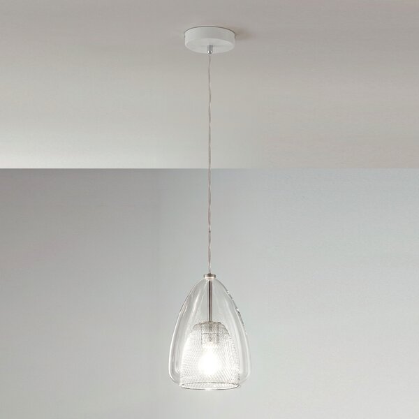 Fabas 3673-40-241 Britton, transparentní závěsné svítidlo v kombinaci kov/sklo, 1xE27, průměr 22cm