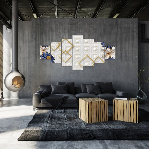 Obraz - Diamantové květy (210x100 cm)