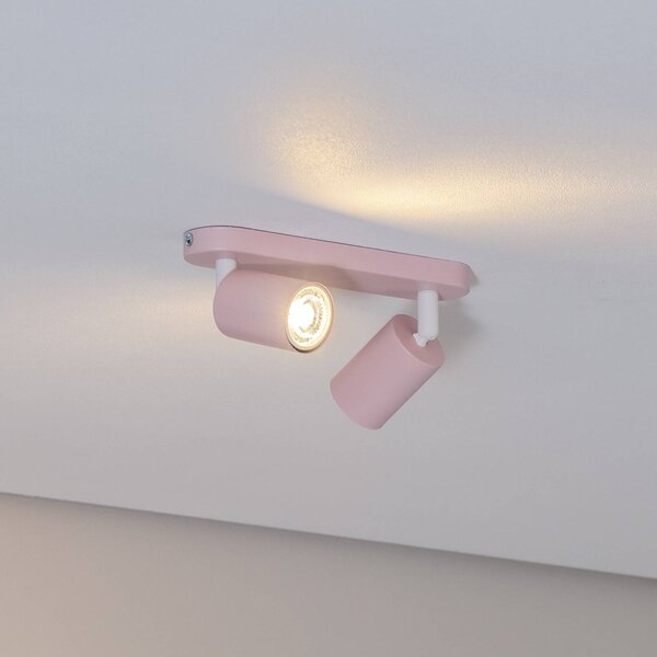 TK Lighting Stropní bodové světlo Livia, růžové, 35 cm, 2-bodové, kov, GU10, stmívatelný, Fialová / růžová / barva růže, Dětský pokoj, kov