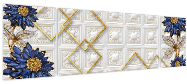 Obraz - Diamantové květy (170x50 cm)