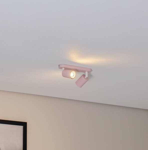 TK Lighting Stropní bodové světlo Livia, růžové, 35 cm, 2-bodové, kov, GU10, stmívatelný, Fialová / růžová / barva růže, Dětský pokoj, kov