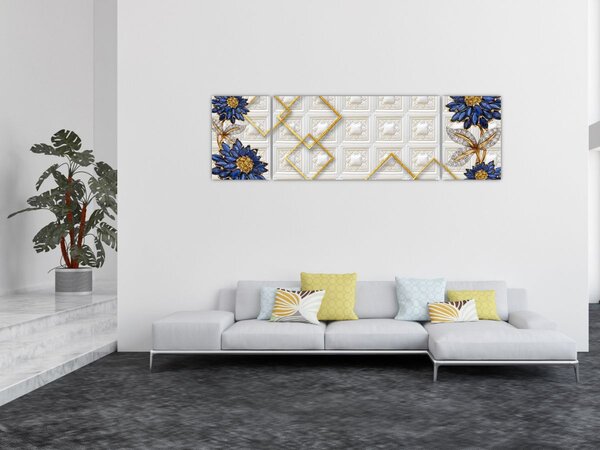 Obraz - Diamantové květy (170x50 cm)