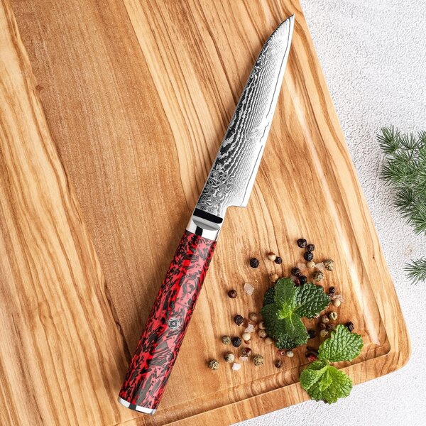 Loupací nůž z damaškové oceli S35VN Inferno SaKuRo 10 cm