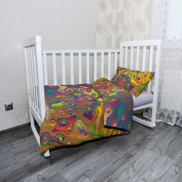 Sablio Mikroplyšové dětské povlečení do postýlky Barevné skvrny - 120x90 / 40x60
