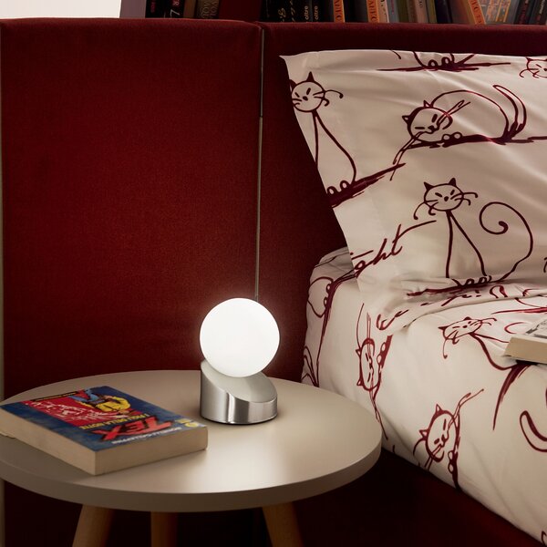 Fabas 3360-30-178 Gravity, dotyková stolní lampa satinovaný nikl, LED 5W 3000K, průměr 10cm