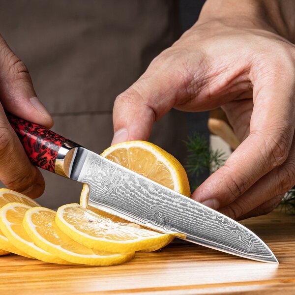 Loupací nůž z damaškové oceli S35VN Inferno SaKuRo 10 cm