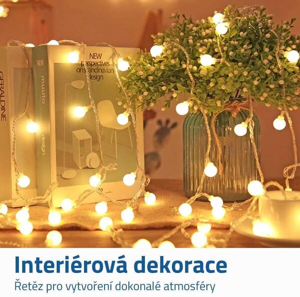 LED světelný řetěz malé žárovky - teplé světlo