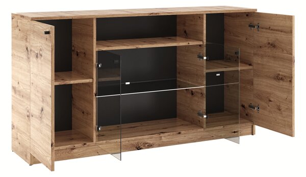 Prosklená komoda GIDOEN - dub artisan